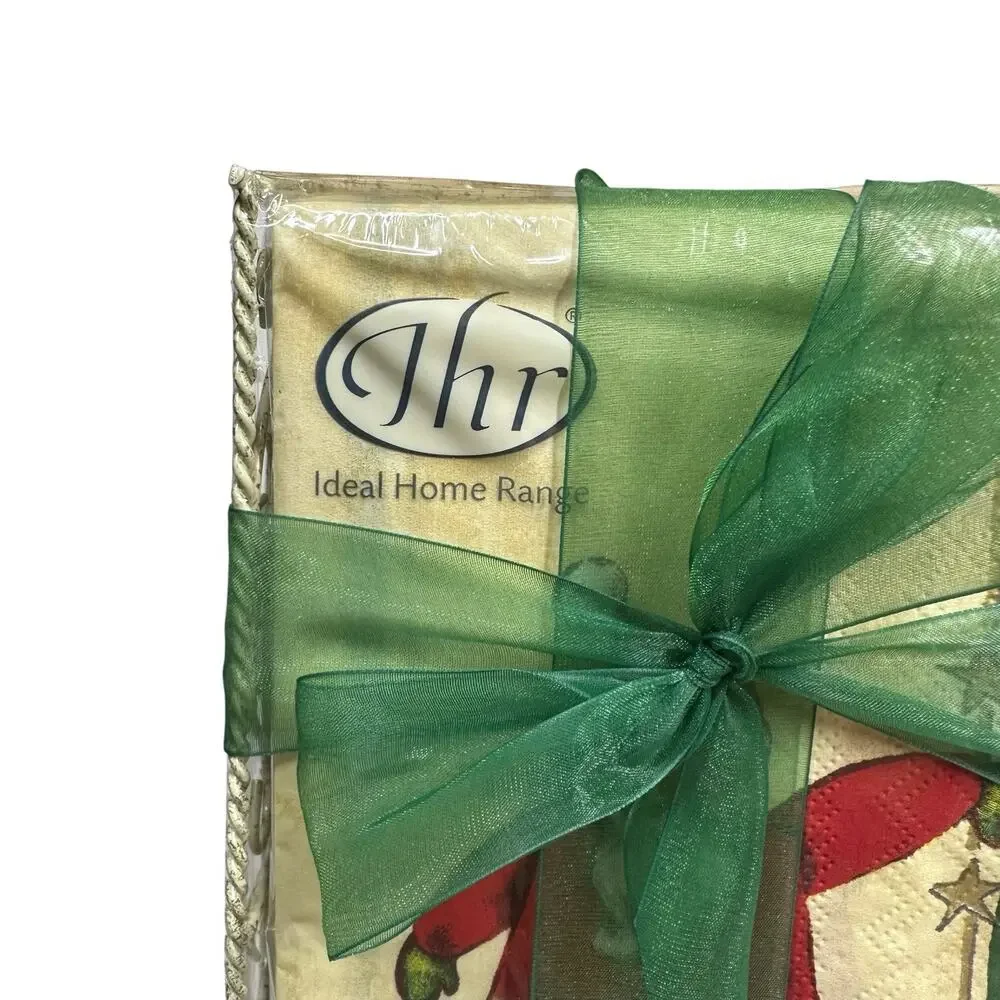 NEW Ideal Home Range IHR Christmas Santa 16 Buffet Dinner Napkins w/Metal Holder